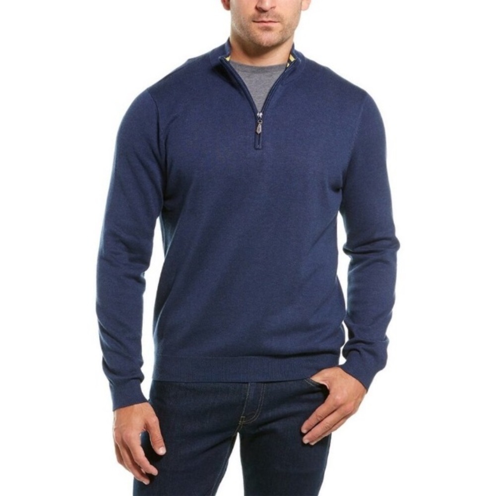 J. McLaughlin Men’s Quarter Zip Pullover Sweater Blue Size XL Preppy